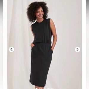 NWT Garnet Hill Sleeveless Cinch-Waist Dress Stretchy Medium Athleisure Midi